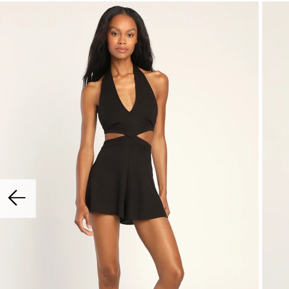 Lulus Delightful Day Off Black Halter Lounge Romper